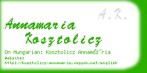annamaria kosztolicz business card